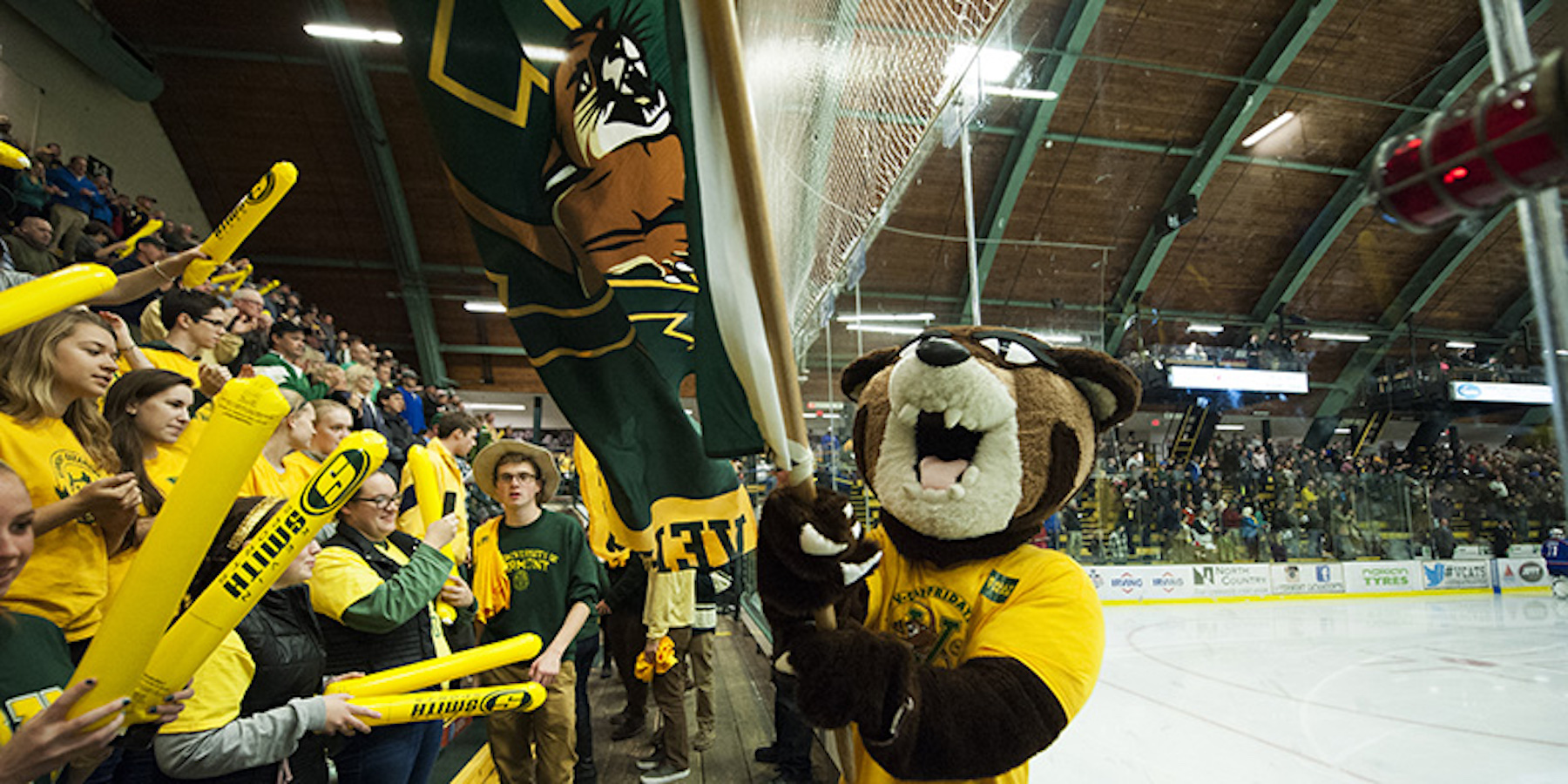The men's hockey game between the UMass Lowell Riverhawks and the Vermont Catamounts at Gutterson Field House on Friday night November 6, 2015 in Burlington, Vermont.