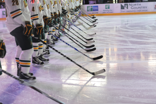 men hockey players lined up