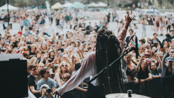 a crowd shot from the stage of springfest