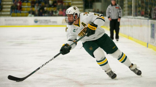 a hockey player skating