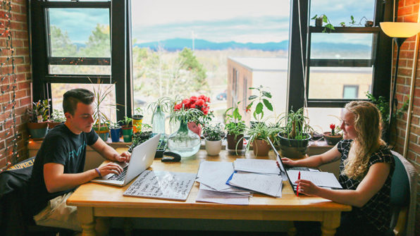students studying at a study hall