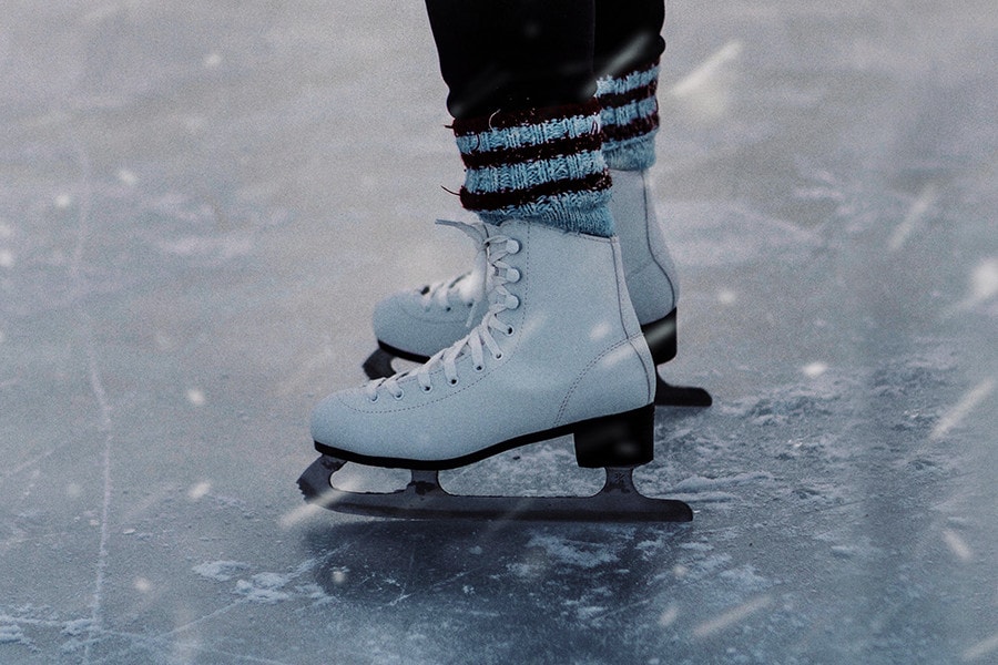 closeup of ice skates