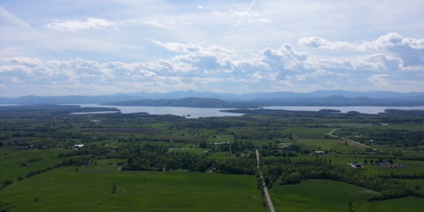 vermont landscape and lake champlain from the top of mt philo