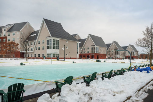 university heights behind an ice rink