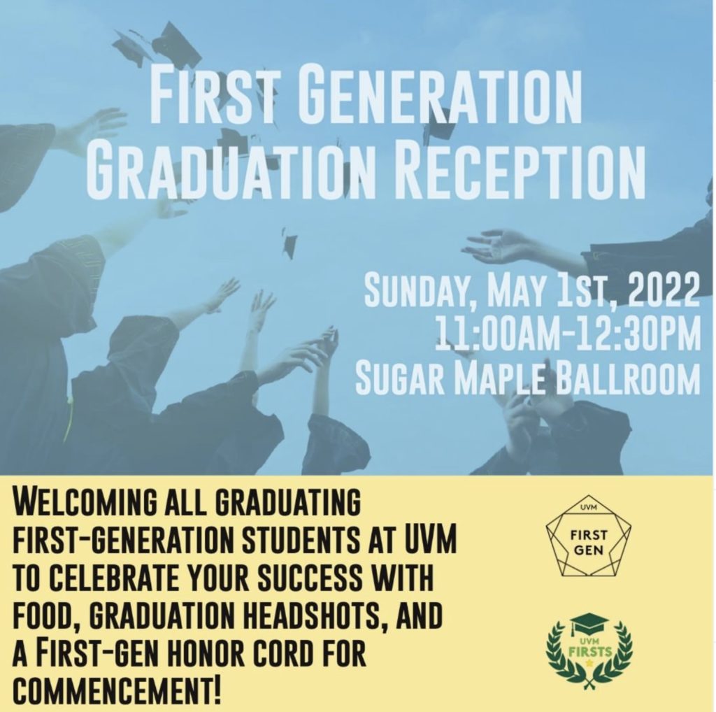 First Generation Graduation Reception UVM Bored