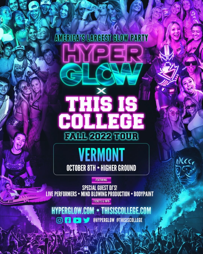 hyperglow x this is college promotional poster