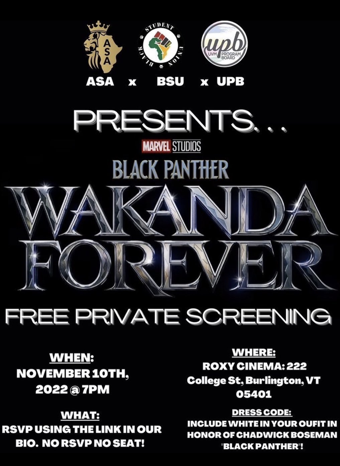 graphic for the private screening of Black Panther: Wakanda Forever