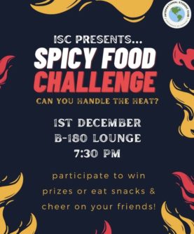 Spicy food challenge poster with flames