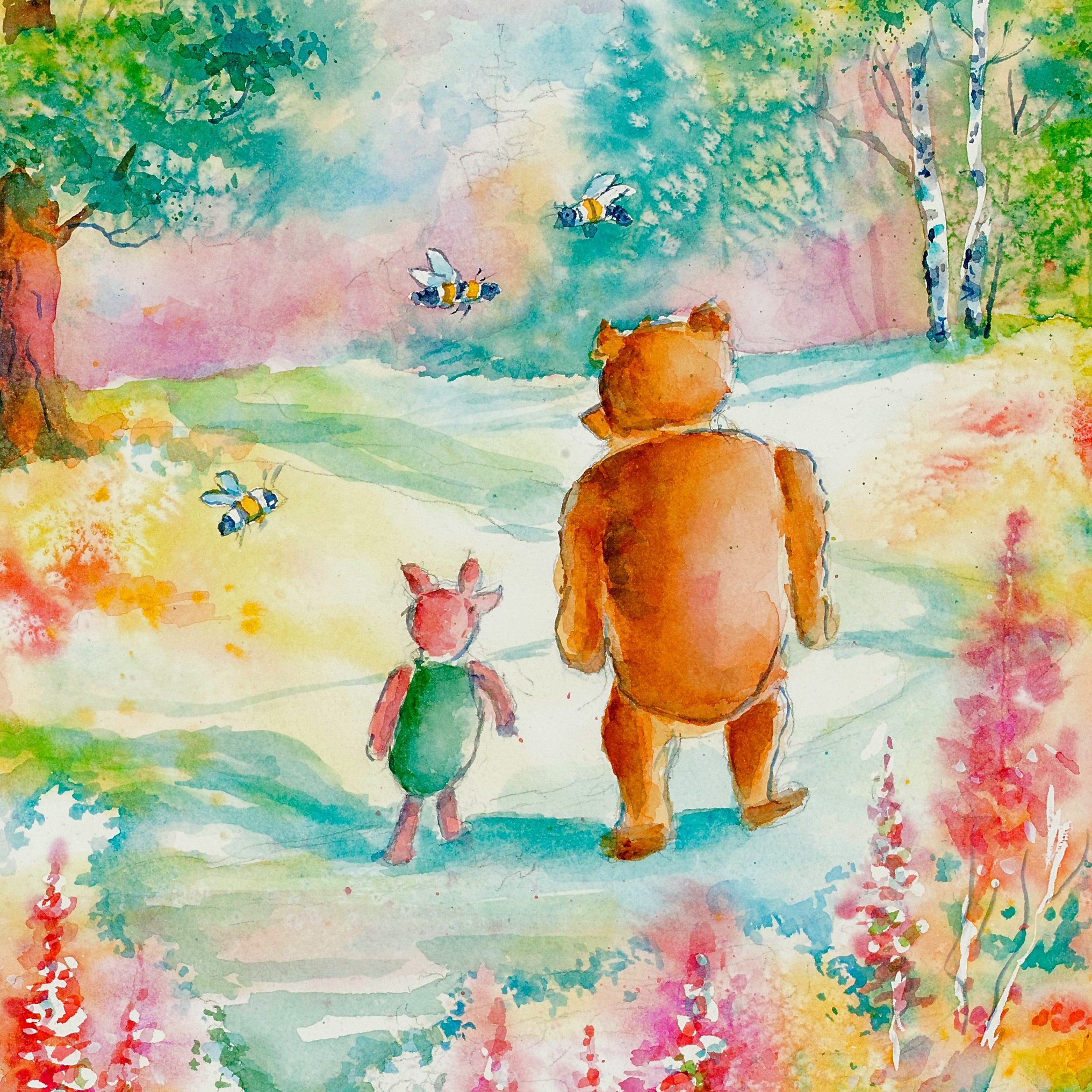 Painting of Winnie and the pooh