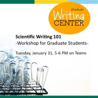 poster for a workshop titled "scientific writing 101"