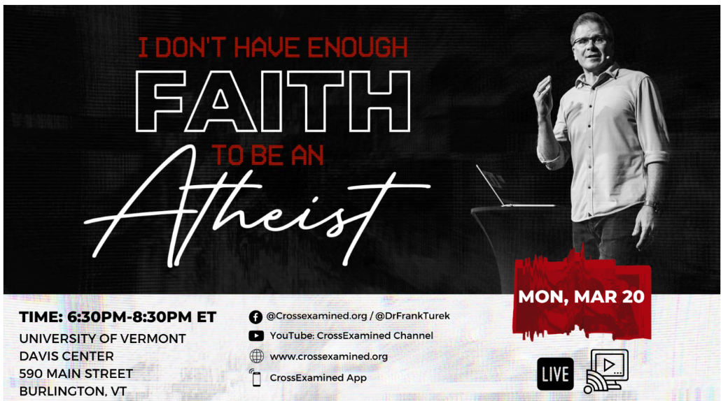 Event poster with the title "I don't have enough faith to be an atheist"