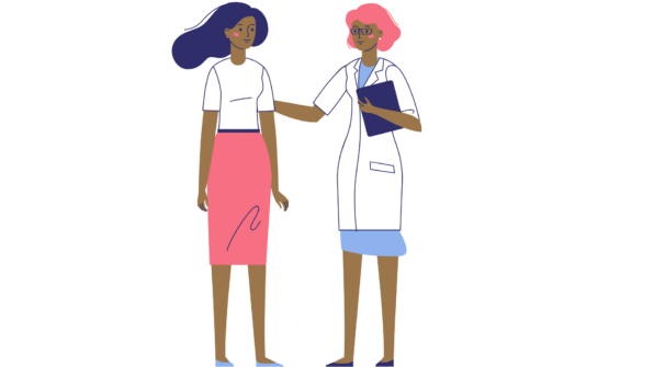 a doctor talks to a patient