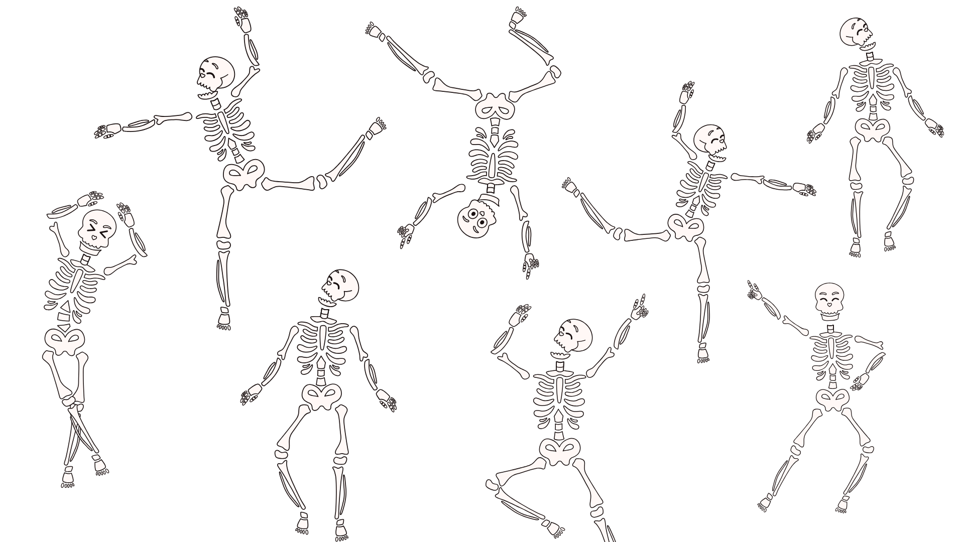 a group of skeletons dancing