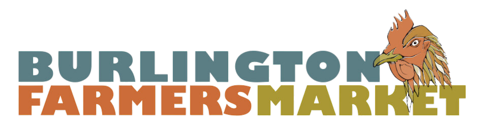 Burlington Farmers Market logo with a Chicken on the top right corner