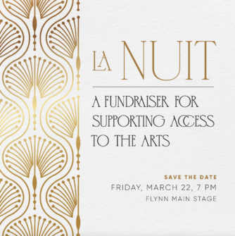 white poster with gold writing